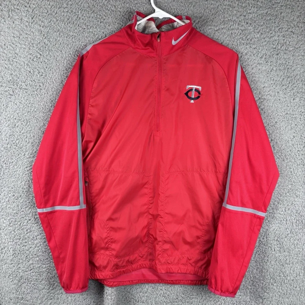 Minnesota Twins Shirt Mens M Red Nike Golf Performance‎ Stretch 1/2 Zip Pullover